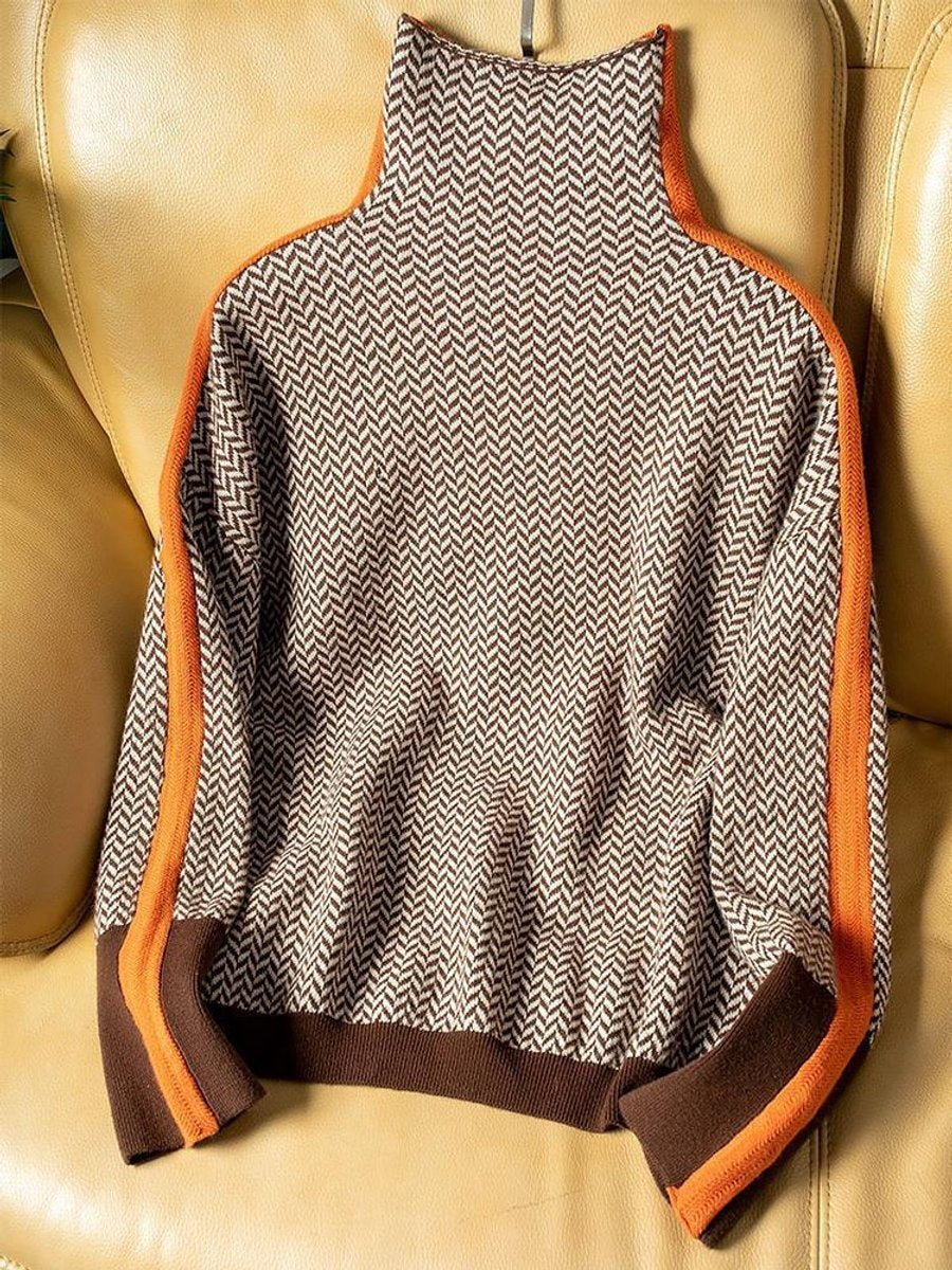 Keziah | Stilvoller Rollkragenpullover im auffälligen Hahnentrittmuster