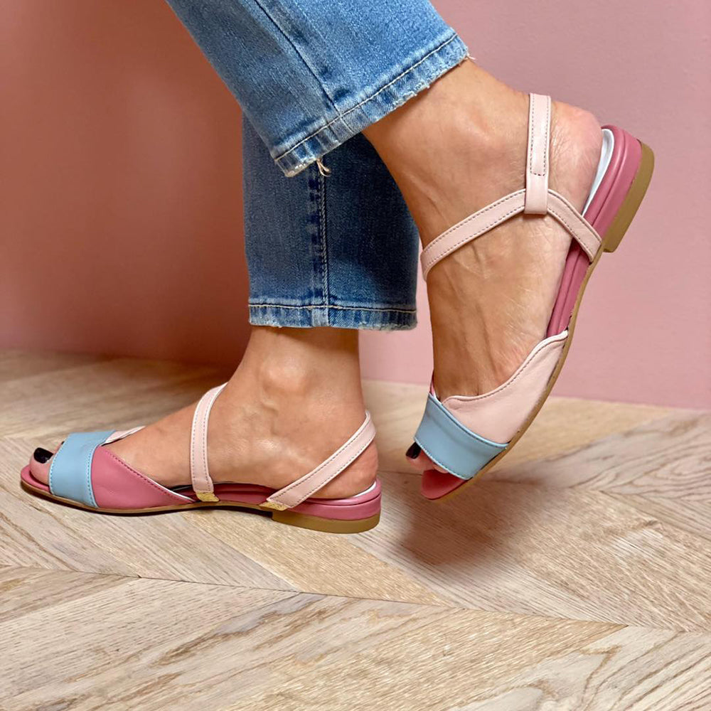 Johanna - Asymmetrische rosa Sandalen