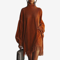 Inge | Damen Oversized Strickkleid mit Rollkragen