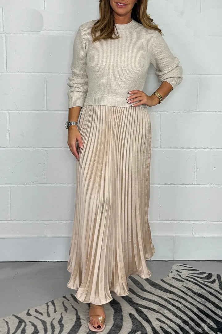 Jette | Midi Strickkleid für Damen mit Plisseerock