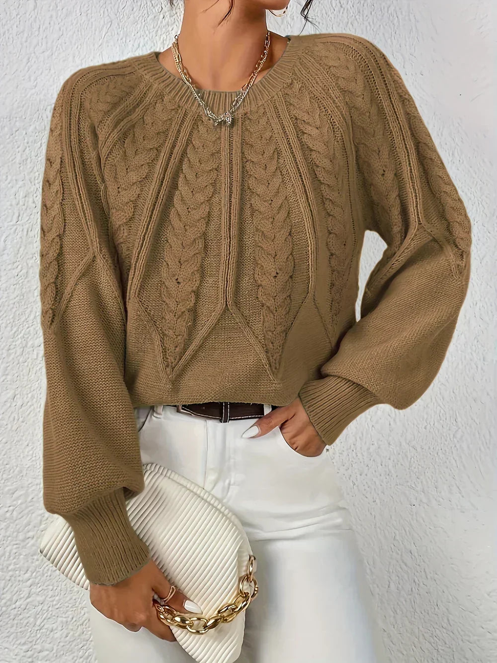 Brunhilde | Damen Pullover mit Zopfmuster