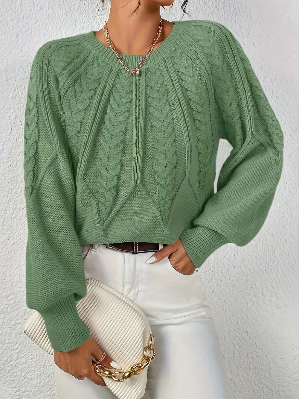 Brunhilde | Damen Pullover mit Zopfmuster