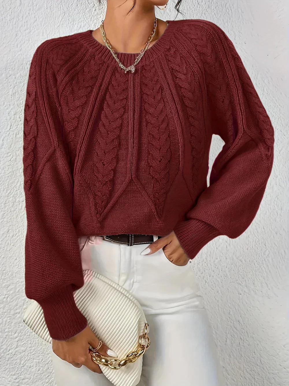 Brunhilde | Damen Pullover mit Zopfmuster