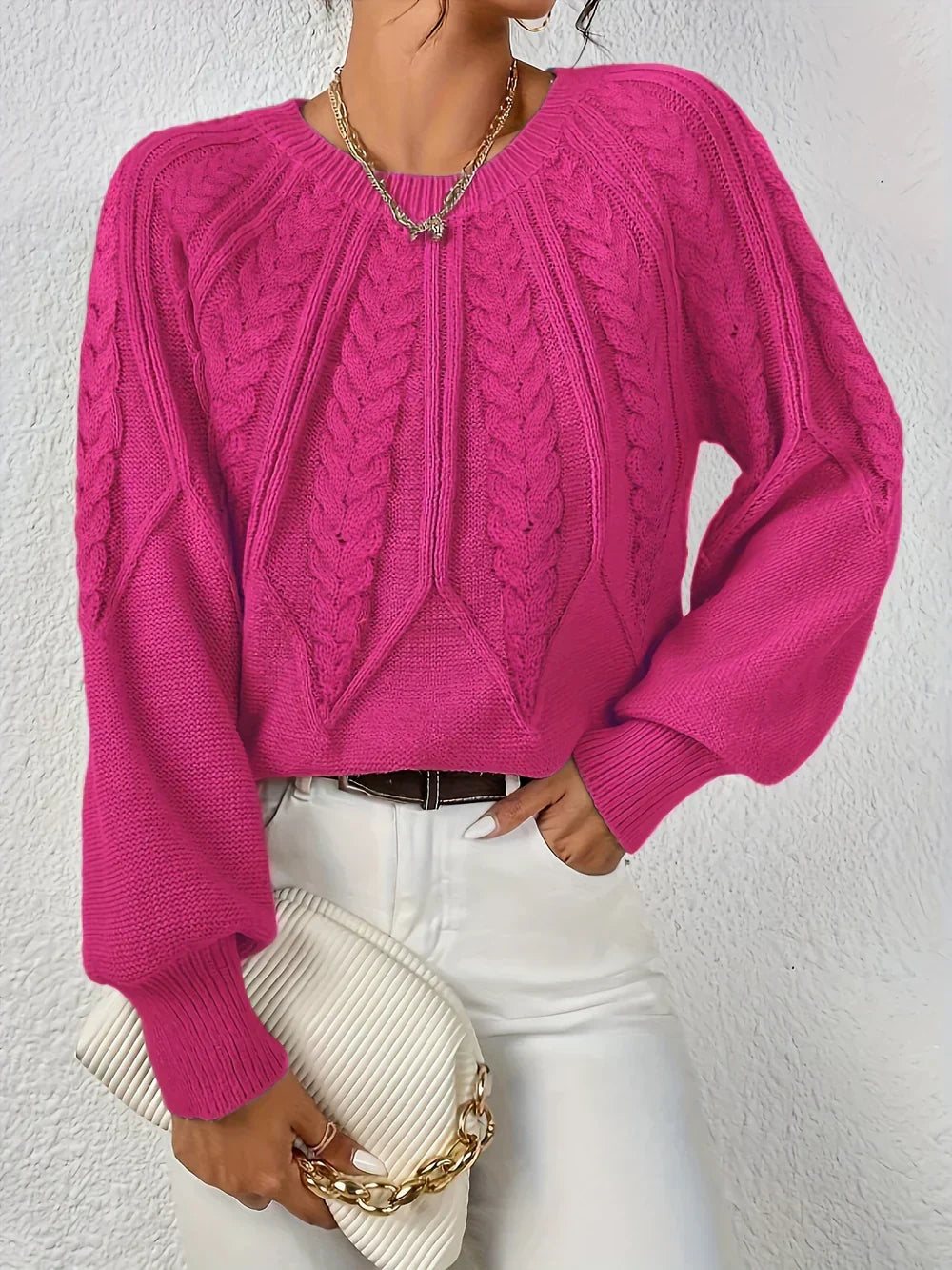 Brunhilde | Damen Pullover mit Zopfmuster