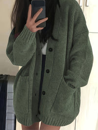 Brunike | Damen Oversize Strickjacke mit Knopfverschluss