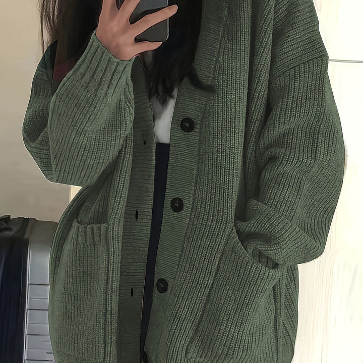 Brunike | Damen Oversize Strickjacke mit Knopfverschluss