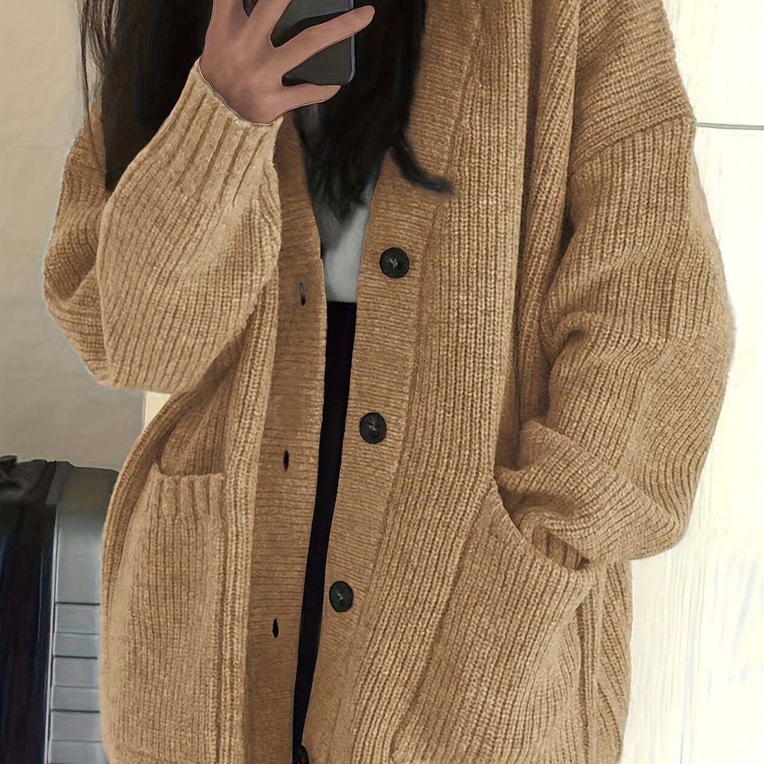 Brunike | Damen Oversize Strickjacke mit Knopfverschluss