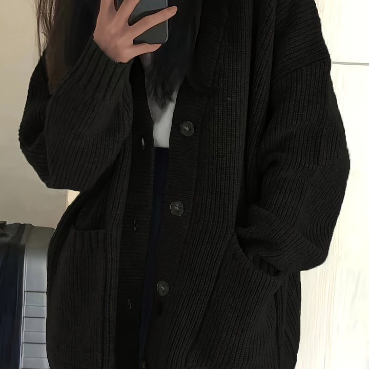Brunike | Damen Oversize Strickjacke mit Knopfverschluss