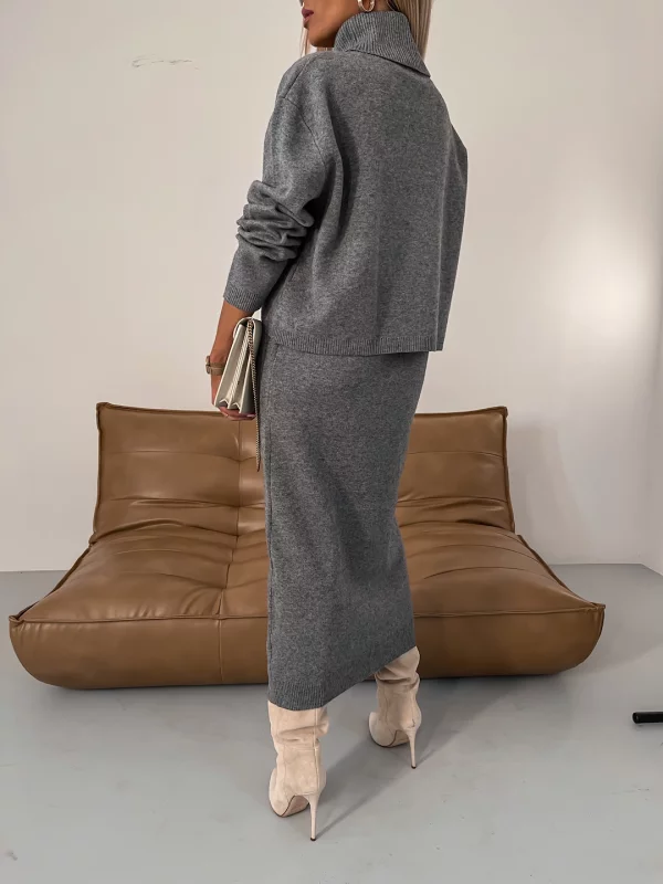 Brunwig | Damen Midi Strickkleid im Zweiteiler-Design