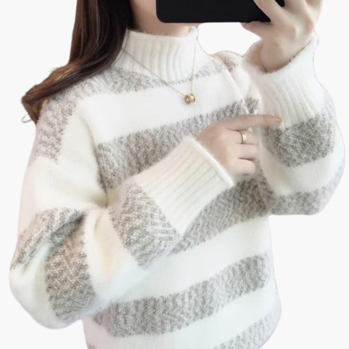 Madalyn | Klassischer Gestreifter Rollkragenpullover
