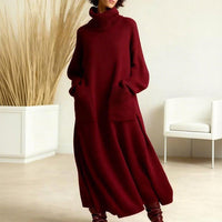 Dagmar | Damen Oversize Midi Strickkleid mit Rollkragen