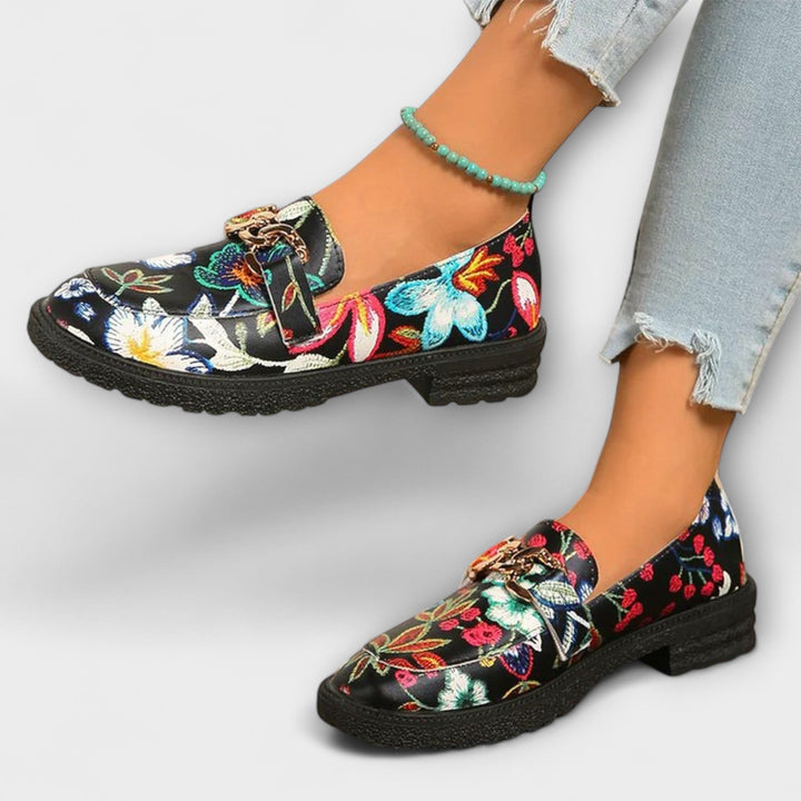 Orla - Multikleurige Loafers met Bloemenpatroon