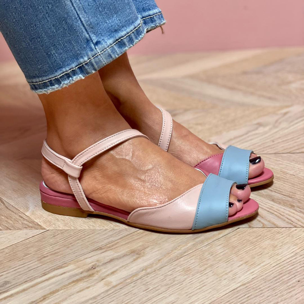 Johanna - Asymmetrische rosa Sandalen