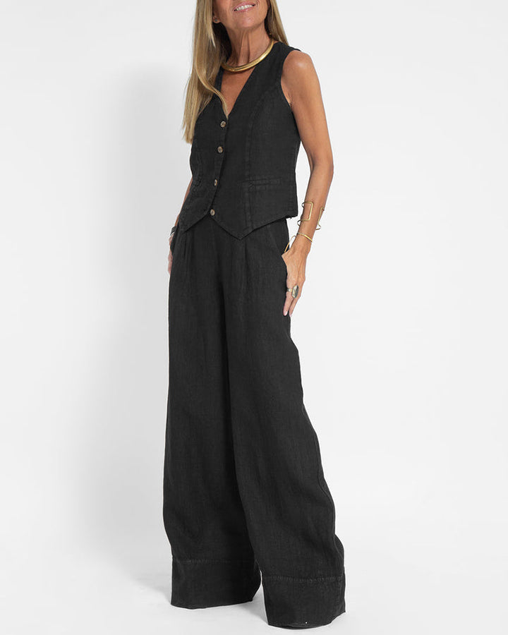 Stella - Damen Elegantes 2-teiliges Leinenset