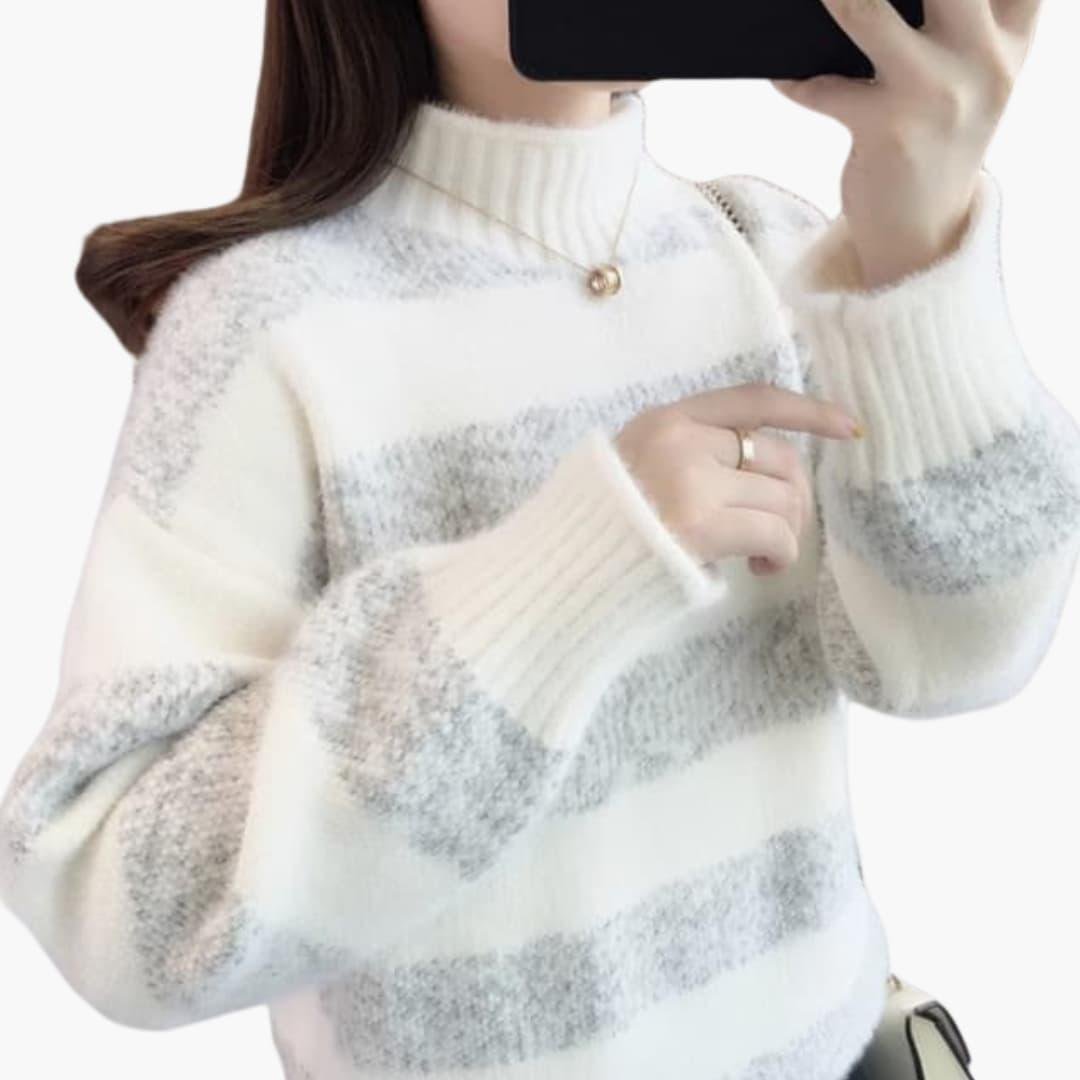 Madalyn | Klassischer Gestreifter Rollkragenpullover