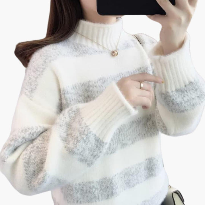 Madalyn | Klassischer Gestreifter Rollkragenpullover