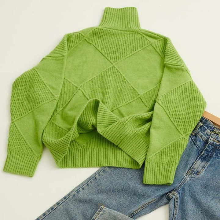 Analia | Stilvoller und bequemer Rollkragenpullover mit Rautendesign