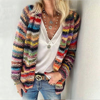Edelborg | Damen Offene Bunte Strickjacke