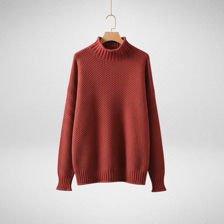 Edelma | Damen Strickpullover mit hohem Kragen