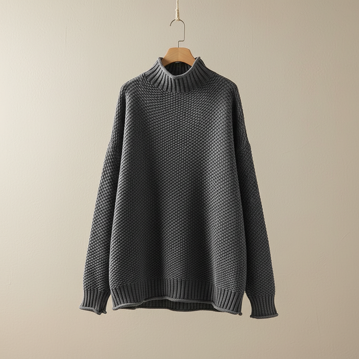 Edelma | Damen Strickpullover mit hohem Kragen