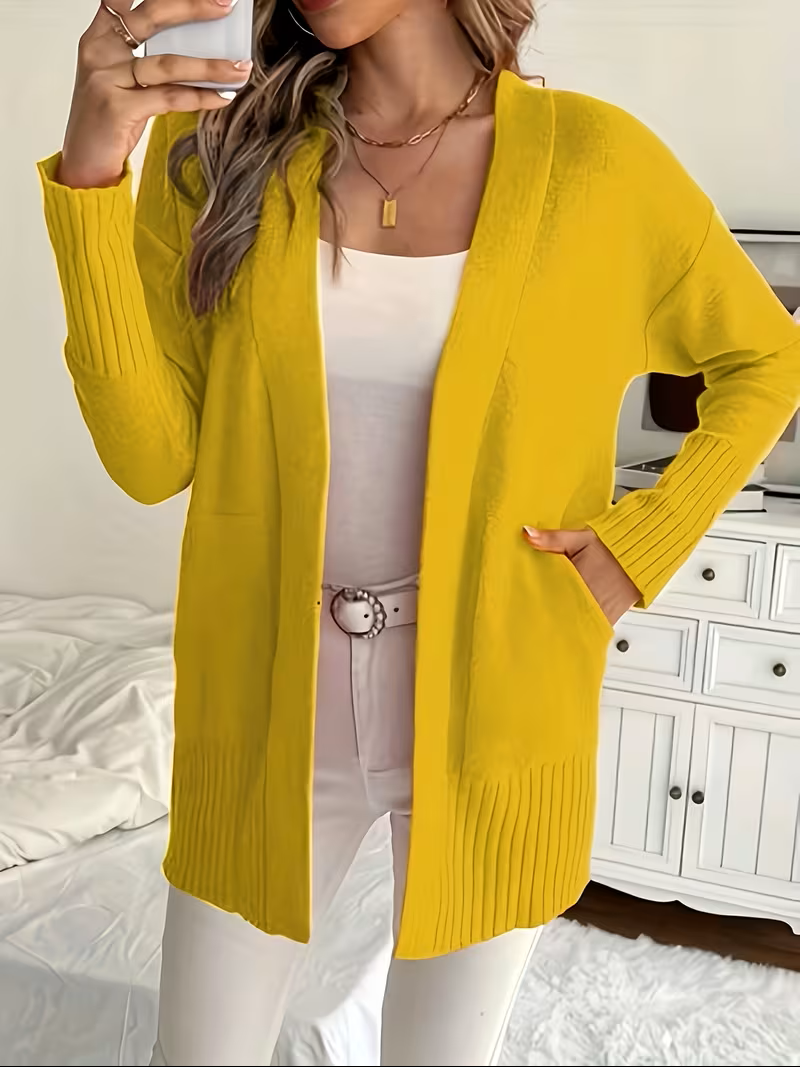 Edelrika | Damen Offene Oversize-Strickjacke