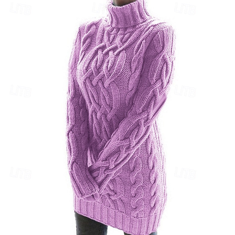 Edelruna | Damen Rollkragen Strickkleid