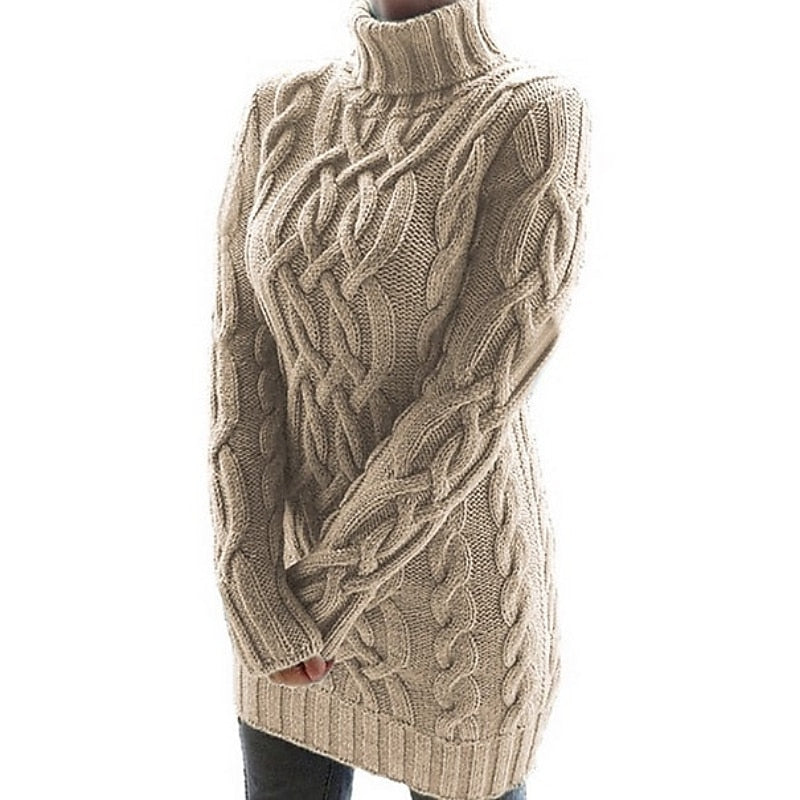 Edelruna | Damen Rollkragen Strickkleid