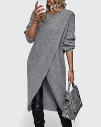 Edelswara | Damen Asymmetrisches Langarm-Strickkleid