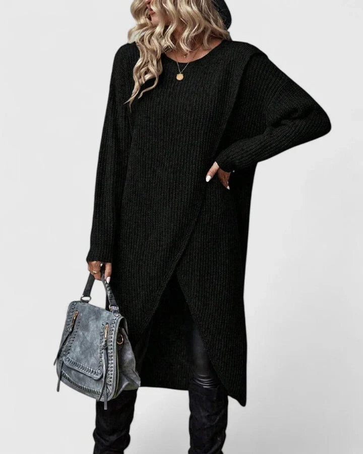 Edelswara | Damen Asymmetrisches Langarm-Strickkleid
