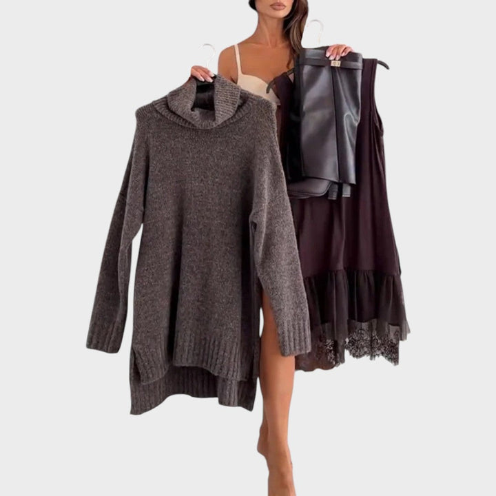 Elbrun | Oversized Rollkragen Strickkleid für Damen