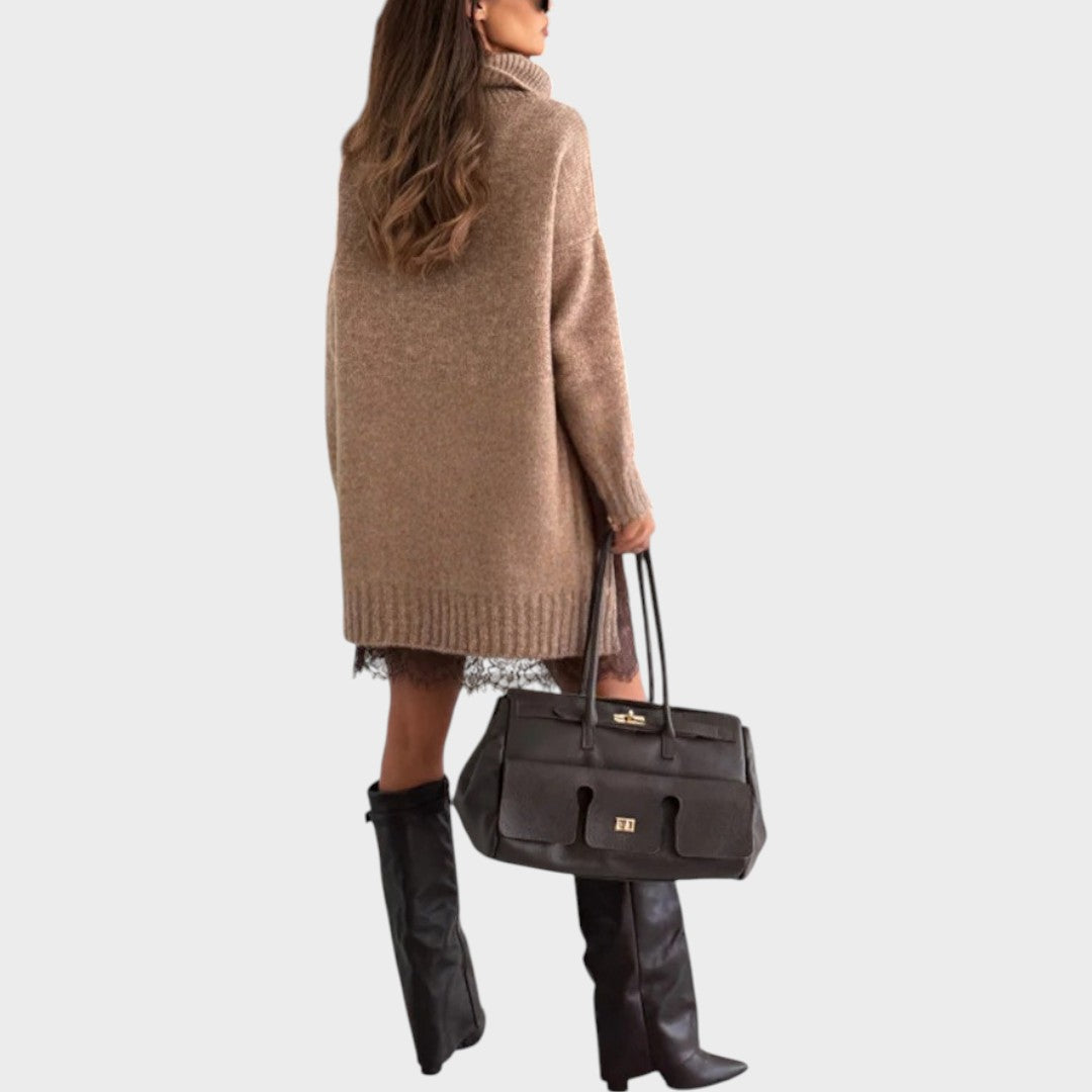 Elbrun | Oversized Rollkragen Strickkleid für Damen