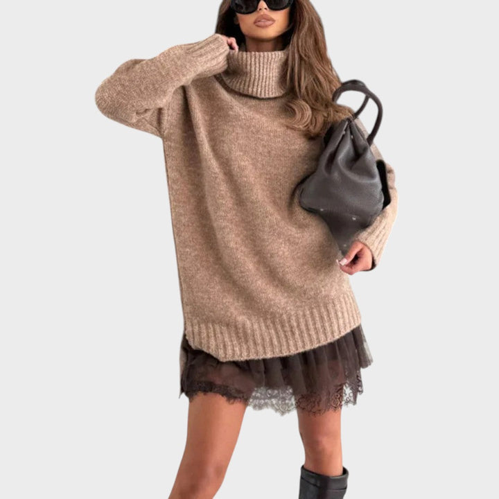 Elbrun | Oversized Rollkragen Strickkleid für Damen