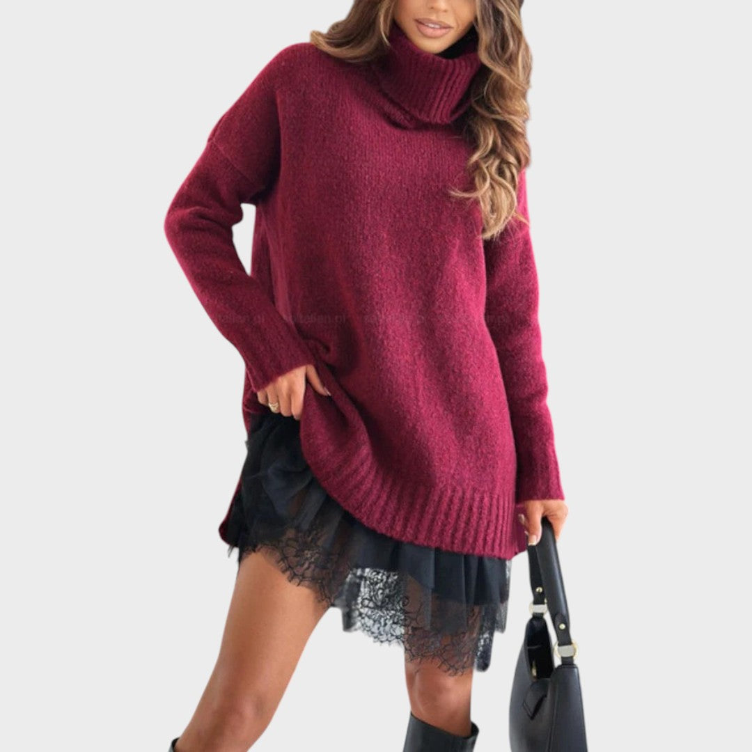 Elbrun | Oversized Rollkragen Strickkleid für Damen