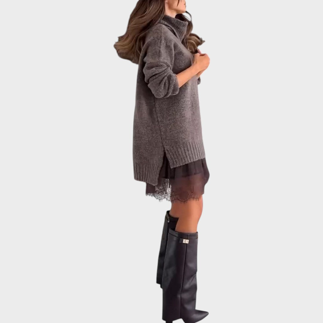 Elbrun | Oversized Rollkragen Strickkleid für Damen