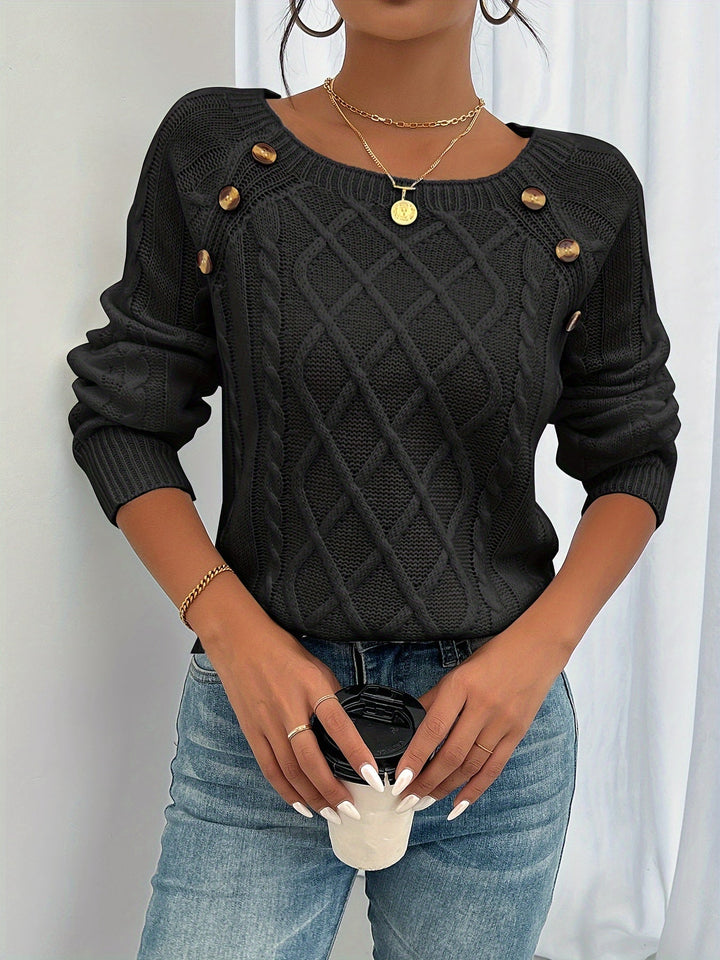 Elwina | Damen Pullover mit Zopfmuster