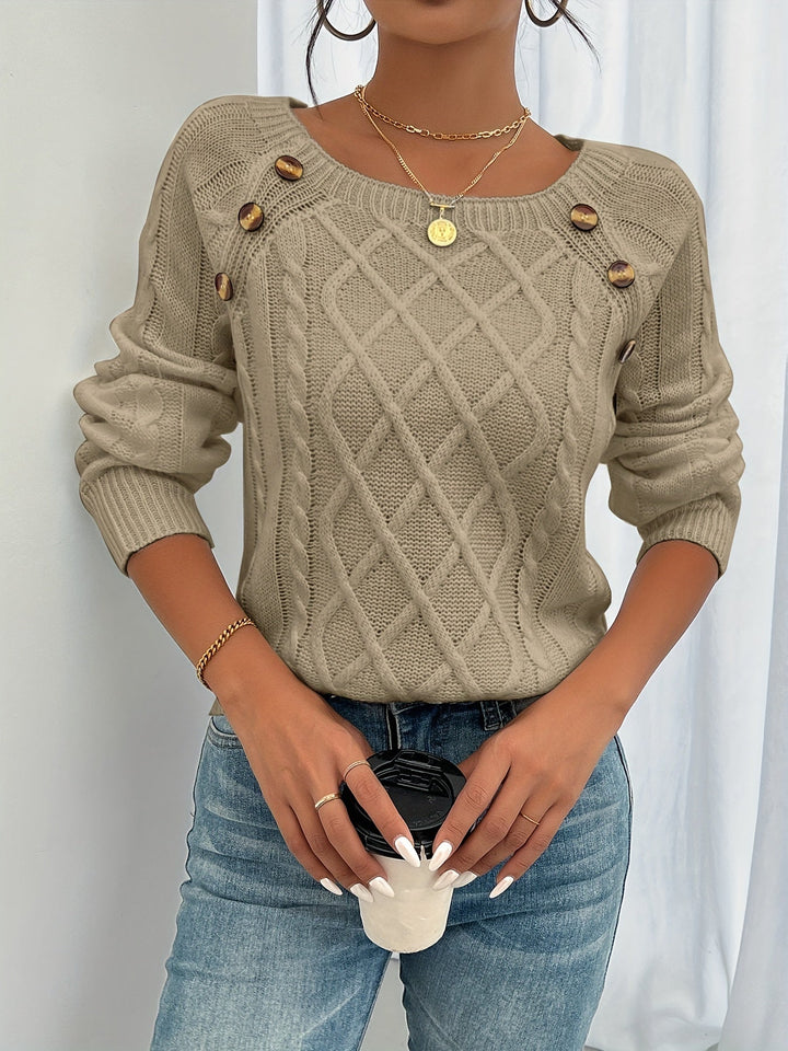 Elwina | Damen Pullover mit Zopfmuster