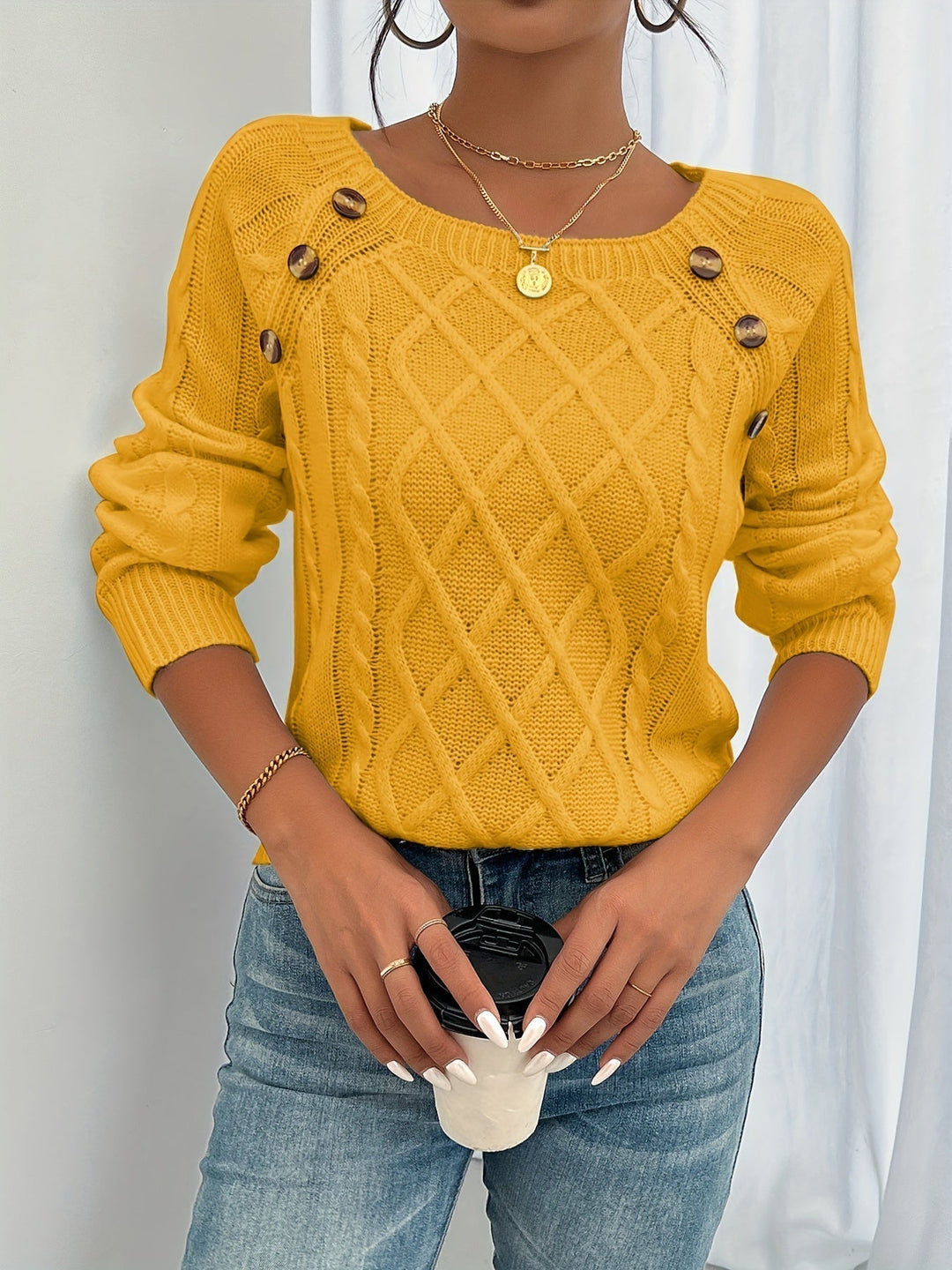 Elwina | Damen Pullover mit Zopfmuster