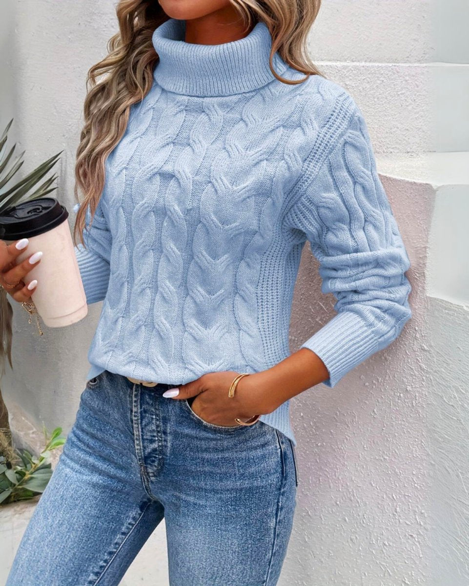 Evelina | Zeitloser eleganter Rollkragenpullover im Kabelstrickdesign