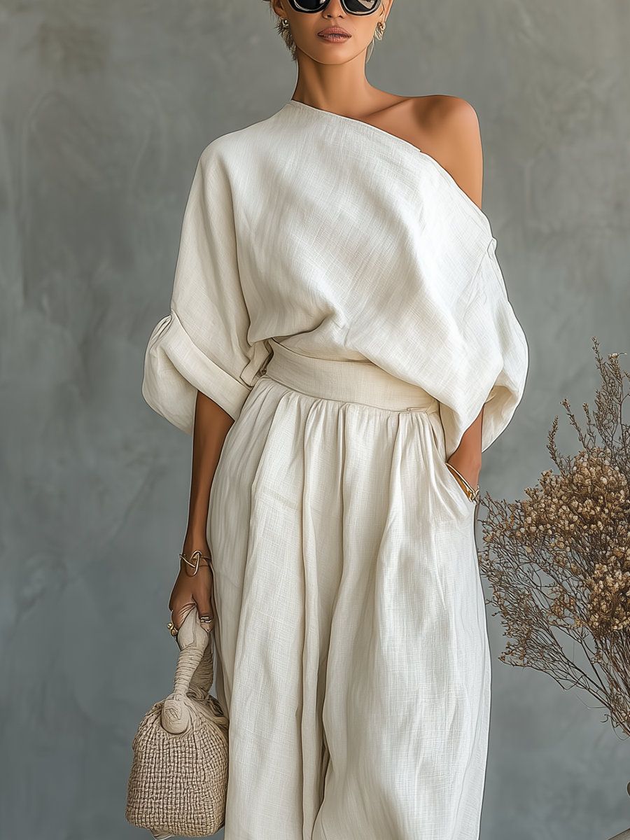 Kerstin - Leinen Set Off-Shoulder Hose