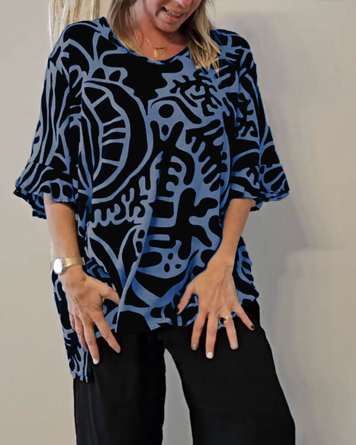 Bettina - Top abstrakter botanischer Druck
