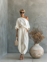Kerstin - Leinen Set Off-Shoulder Hose