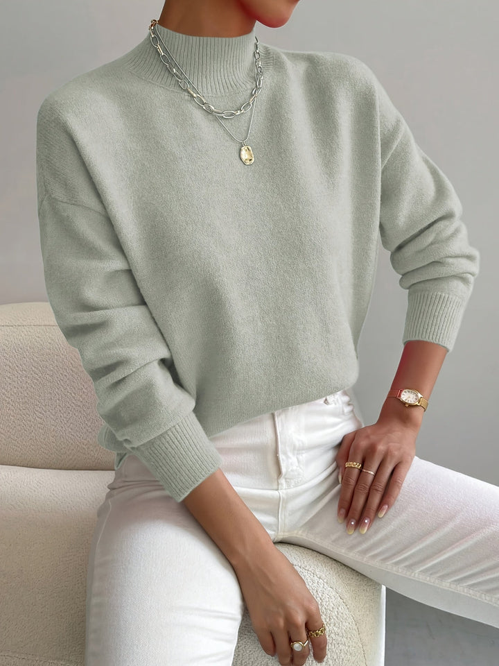 Fernanda | Damen Mock-Neck Strickpullover in Weiß