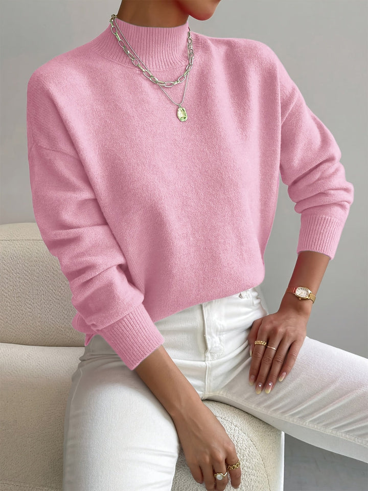 Fernanda | Damen Mock-Neck Strickpullover in Weiß
