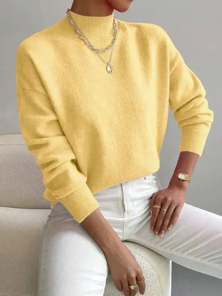 Fernanda | Damen Mock-Neck Strickpullover in Weiß