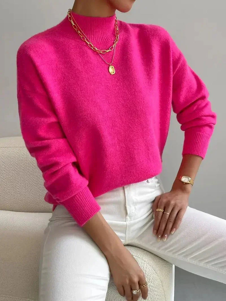Fernanda | Damen Mock-Neck Strickpullover in Weiß