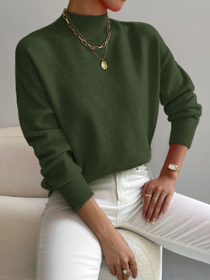 Fernanda | Damen Mock-Neck Strickpullover in Weiß