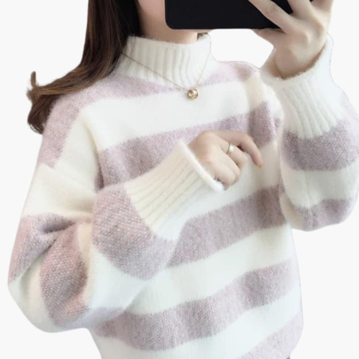 Madalyn | Klassischer Gestreifter Rollkragenpullover