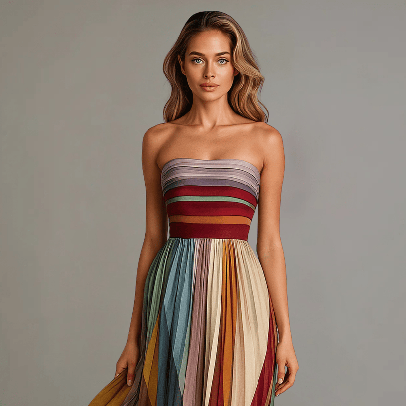 Selma - Langes Buntes Kleid ohne