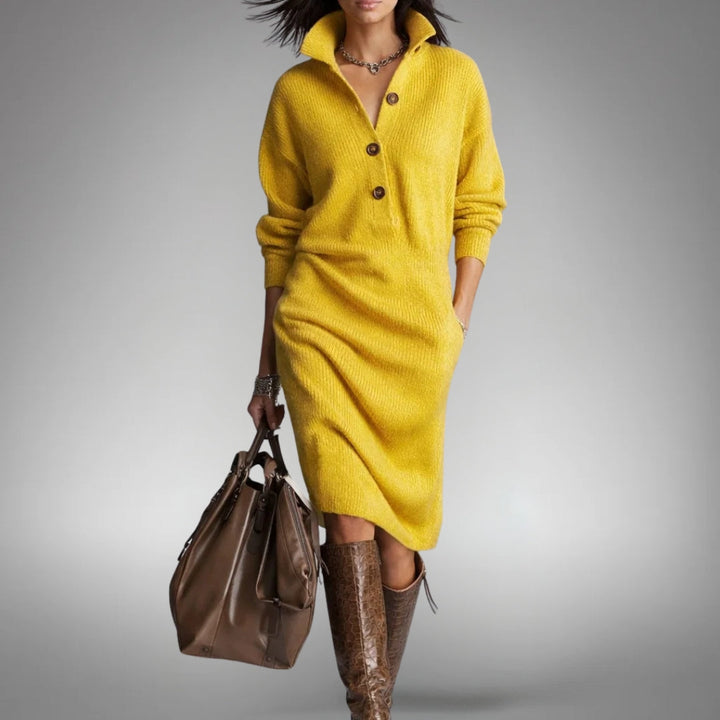 Fjorika | Oversized Midi Strickkleid für Damen