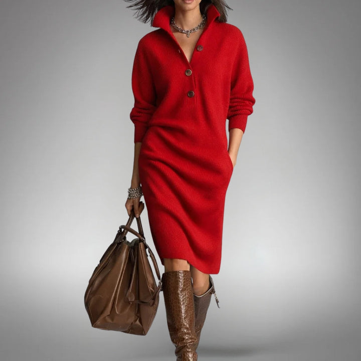 Fjorika | Oversized Midi Strickkleid für Damen